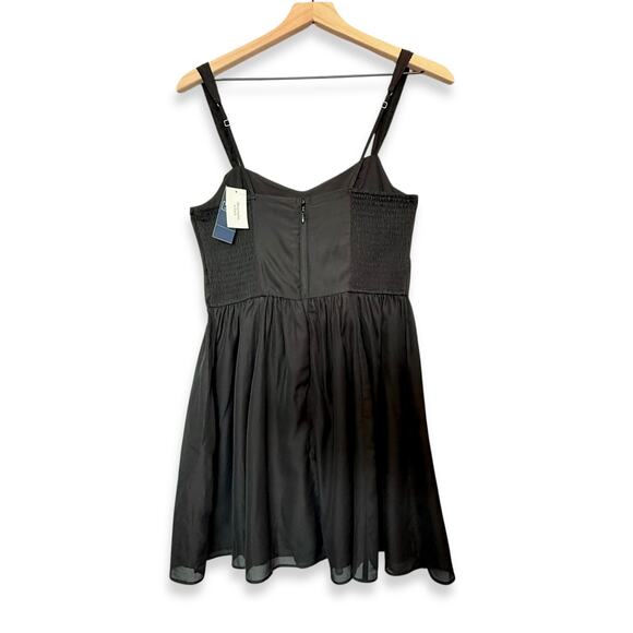 Abercrombie & Fitch Black Ruched Chiffon Empire Whimsigoth Babydoll Mini Dress M - Picture 7 of 11